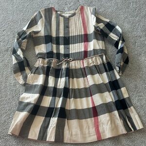 Burberry Kids Checkered Dress in Black, Cream, and Red